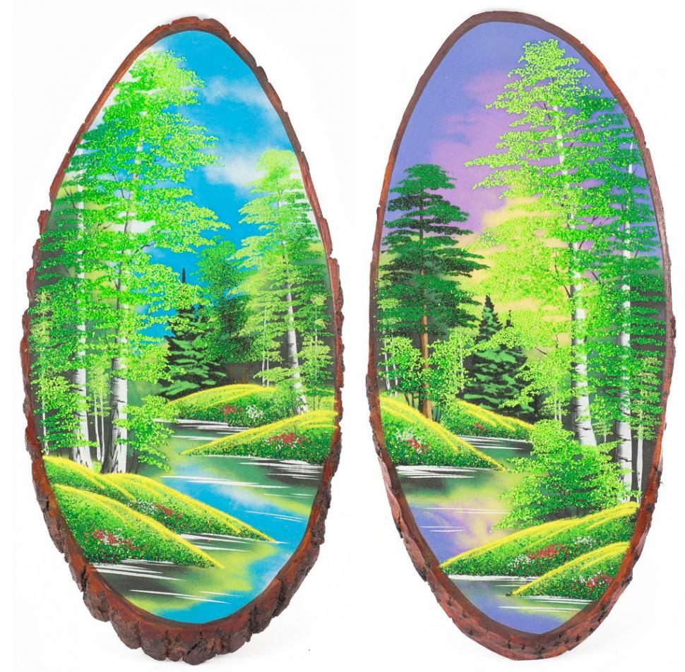 Панно на срезе дерева "Лето" вертикальное 65-70 см каменная крошка фото 1 — 