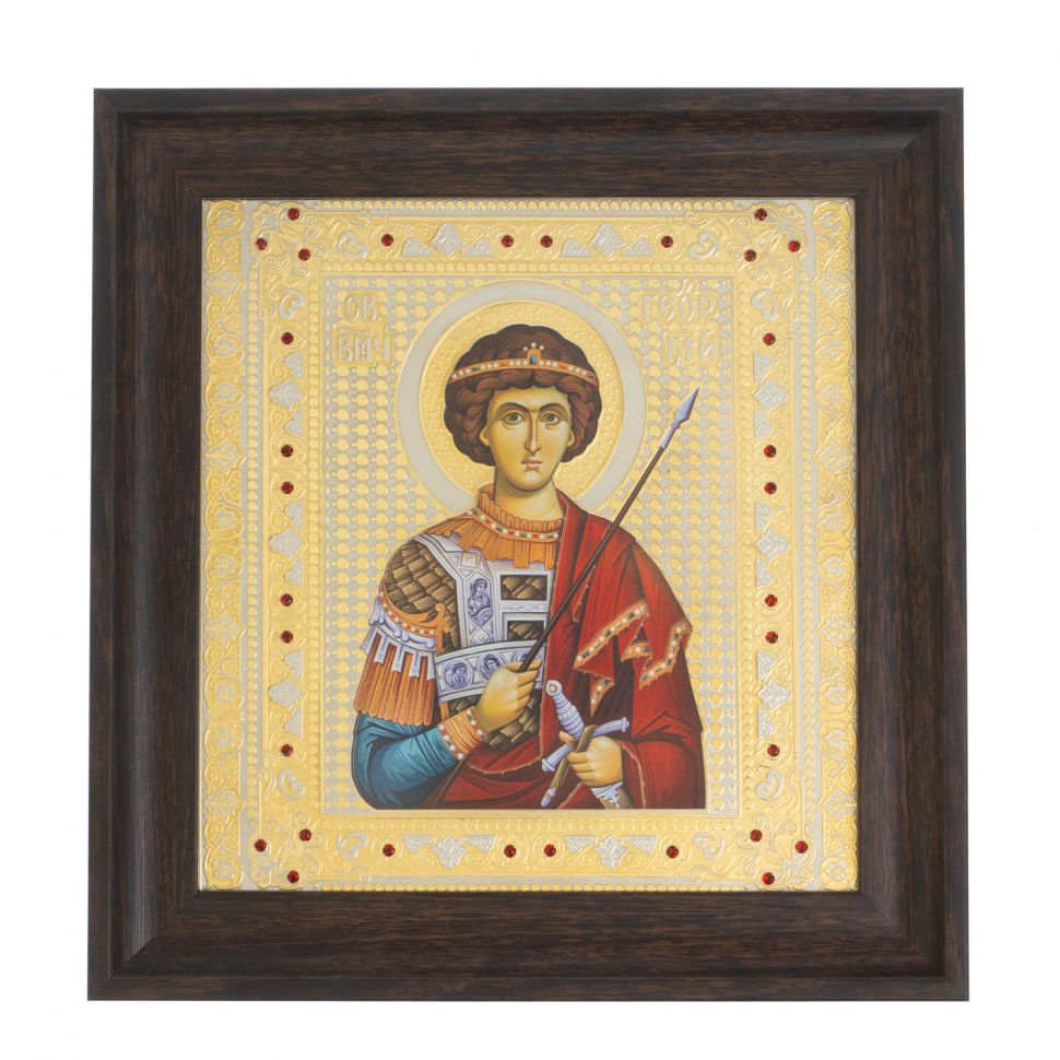Икона "Св. Георгий Победоносец" багет 22,5х23,5х2 см Златоуст фото 1 — 