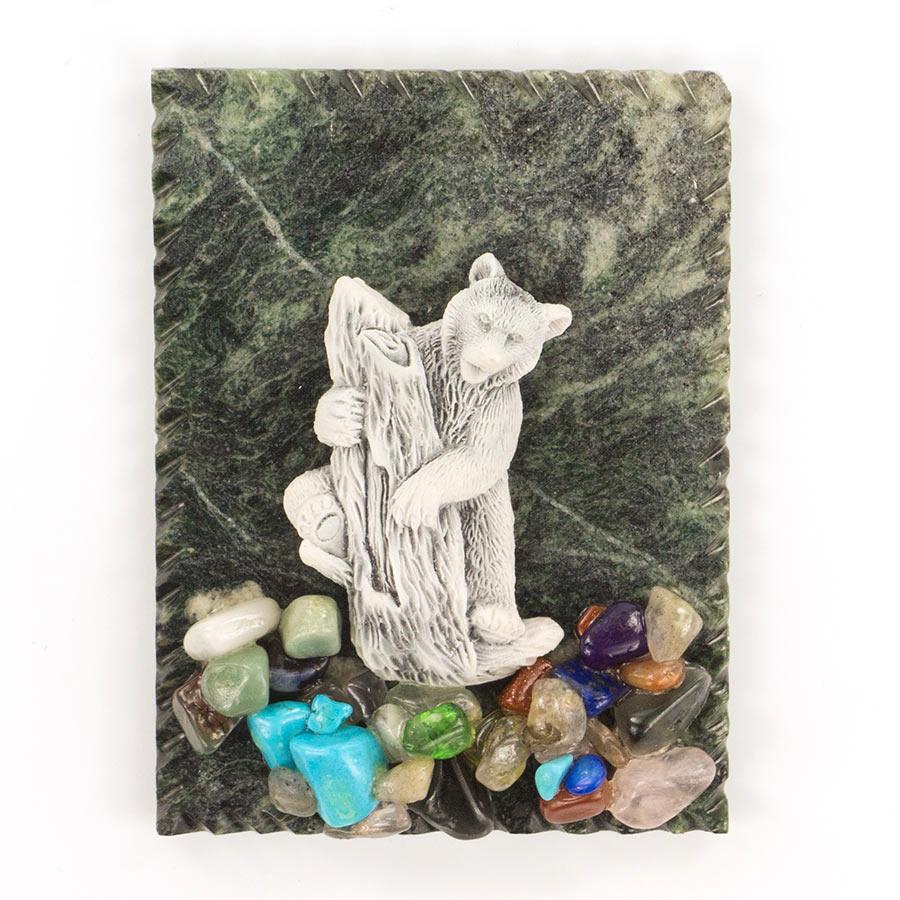 Магнит "Медведь на бревне" змеевик мрамолит фото 1 — 