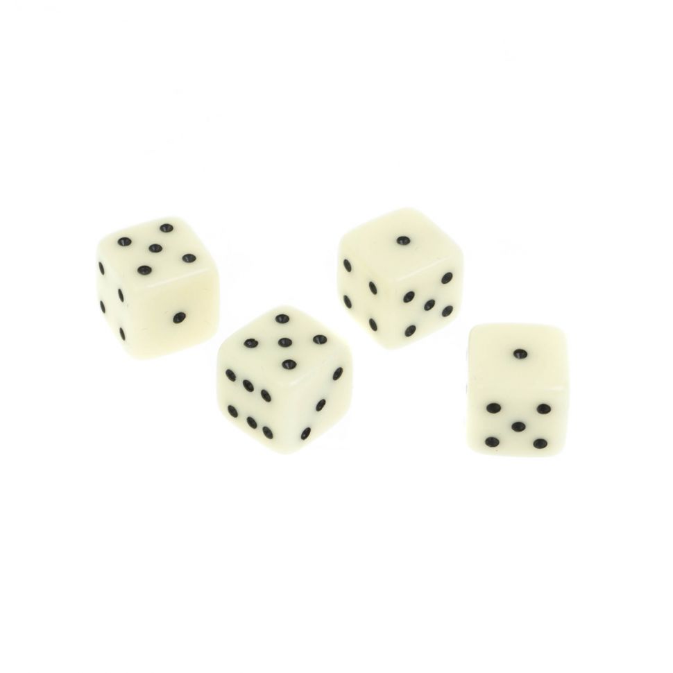 Кубики игральные 1 см набор 4 шт белые фото 1 — 