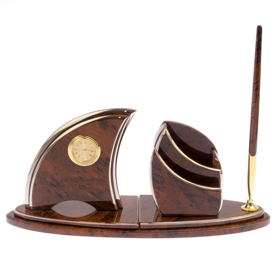 Письменный набор "Парус" камень обсидиан фото 1 — 