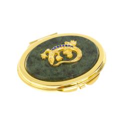 Зеркальце овальное из змеевика с круглой ящерицей цвет золото — 