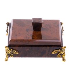 Шкатулка из обсидиана на ножках 12х12х5,5 см — 