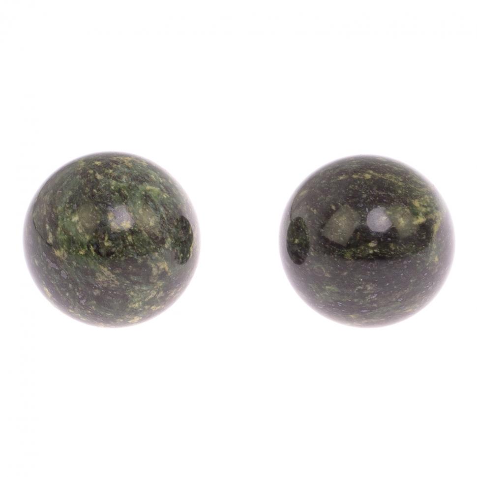 Шары для массажа 3,5 см 2 шт из темного змеевика фото 1 — 