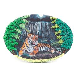 Панно из камня на подставке &quot;Тигр у водопада&quot; — 