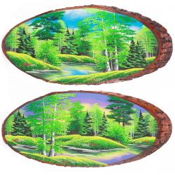 Панно на срезе дерева &quot;Лето&quot; горизонтальное 65-70 см каменная крошка — 