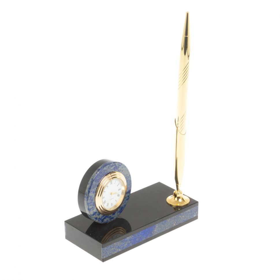 Подставка под ручку с часами "Лазурит" 7,5х5,5х21 см фото 1 — 