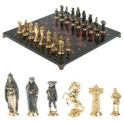 Шахматы &quot;Средневековье&quot; доска 40х40 см из змеевика и лемезита — 