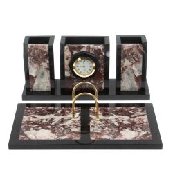 Настольный набор &quot;Оптима&quot; с часами из камня креноид — 