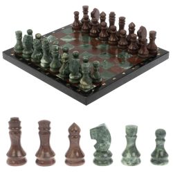 Шахматы &quot;Традиционные&quot; из лемезита и змеевика 40х40 см — 