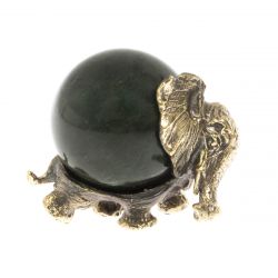 Статуэтка &quot;Слон с шаром № 2&quot; бронза змеевик — 