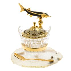 Икорница &quot;Стерлядка&quot; на ножке камень агат Златоуст — 