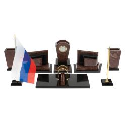 Письменный набор &quot;Бюрократ&quot; из лемезита с часами — 