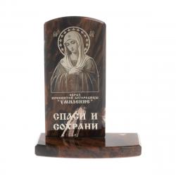Икона настольная &quot;Образ пресвятой богородицы &quot;Умиление&quot;&quot; камень обсидиан — 