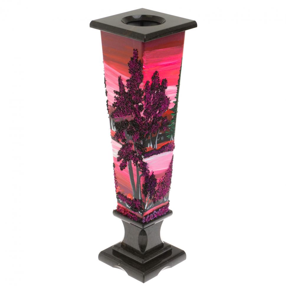 Ваза "Закат" из черного змеевика и каменной крошки фото 1 — 