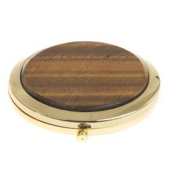 Зеркало круглое из камня тигровый глаз цвет золото — 