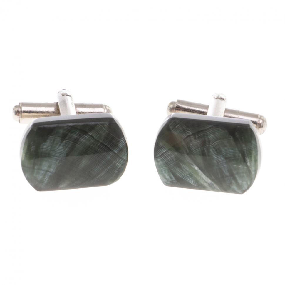 Запонки камень серафинит закругленные фото 1 — 