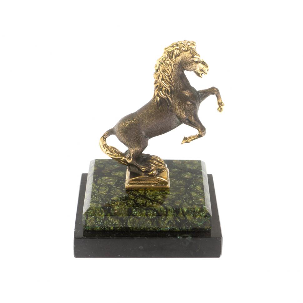 Бронзовая статуэтка "Лошадка" змеевик фото 1 — 