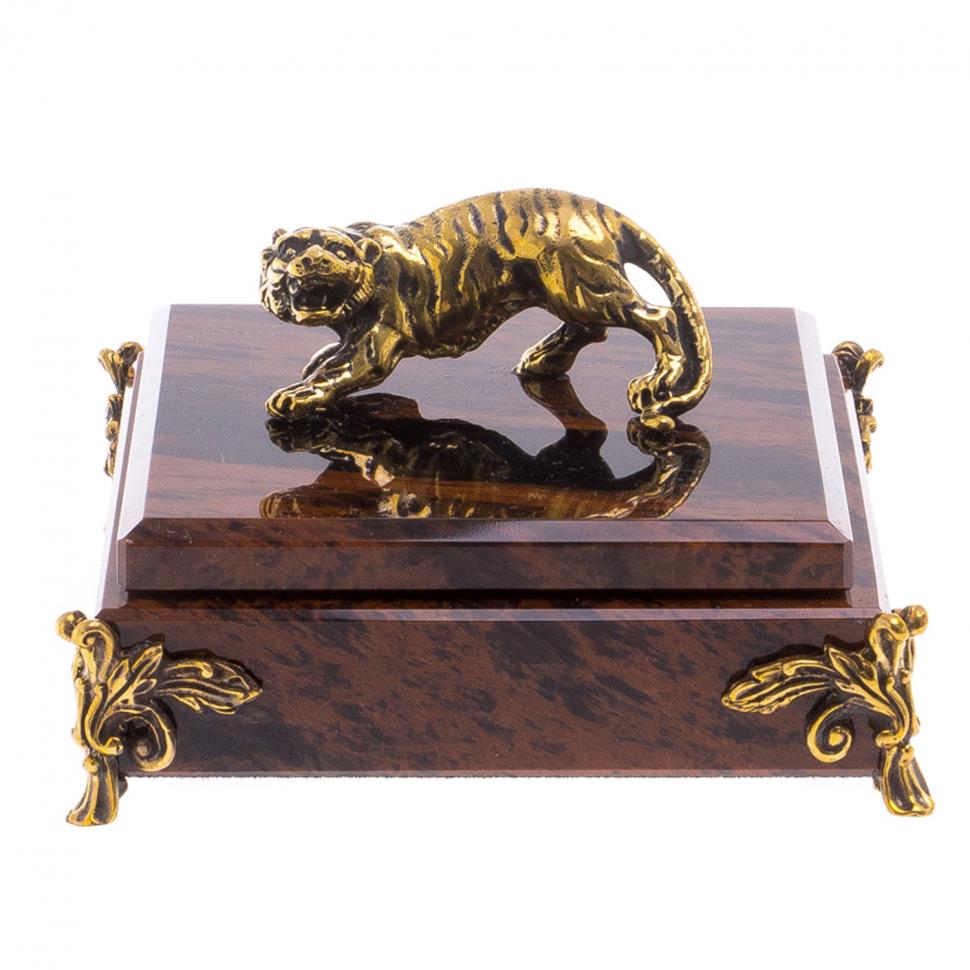 Шкатулка из обсидиана "Тигр" 12х12х6 см фото 1 — 