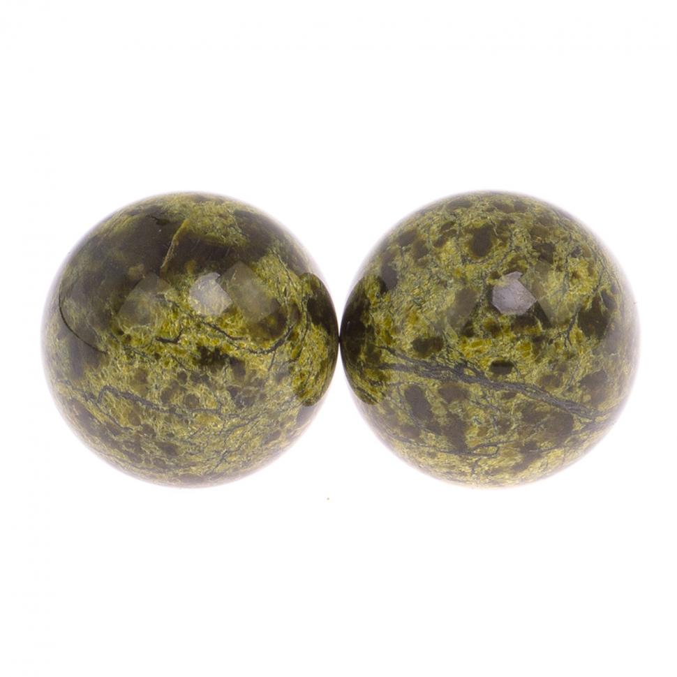Шары для массажа 3,5 см 2 шт из светло-зеленого змеевика фото 1 — 