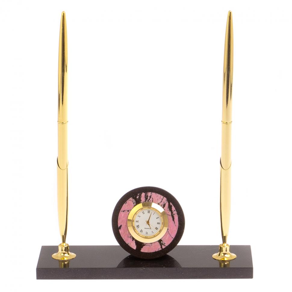 Часы с двумя ручками камень родонит фото 1 — 