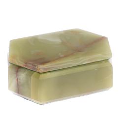 Шкатулка шестиугольная из зелено-коричневого оникса 12,5х9х4,5 см — 