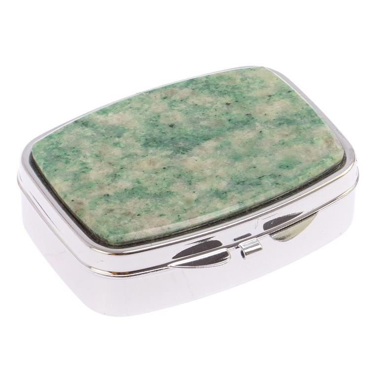 Таблетница на 2 отделения камень лиственит цвет серебро фото 1 — 
