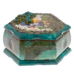 Каменная шкатулка &quot;Хозяйка медной горы зима&quot; 14х12,5х7 см — 