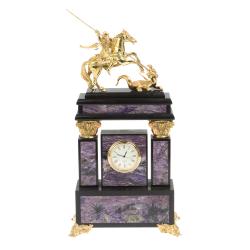 Каминные часы из чароита &quot;Георгий Победоносец&quot; — 