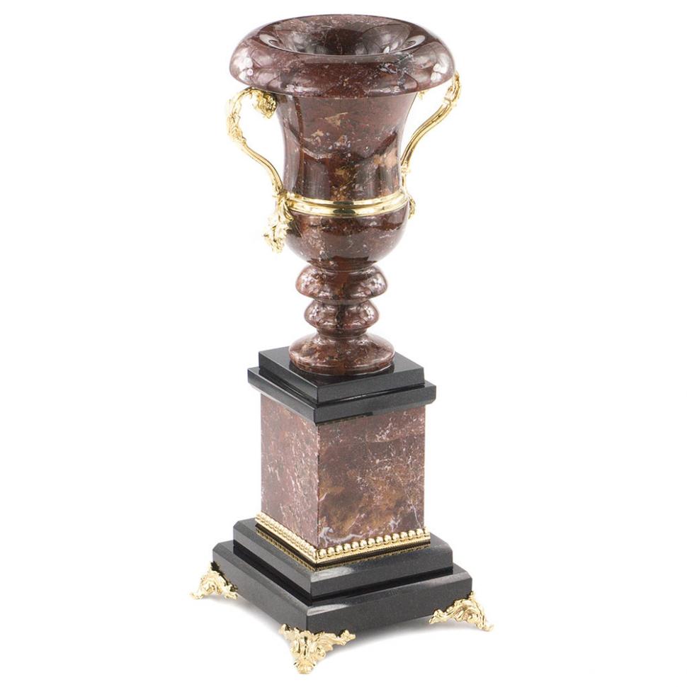 Каменная ваза "Медичи" из креноида с бронзовым литьем фото 1 — 