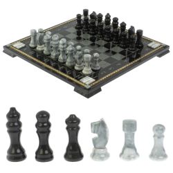 Шахматы &quot;Турнирные&quot; с багетом змеевик гранит — 