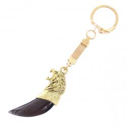 Брелок &quot;Клык волчий зуб&quot; из обсидиана цвет бронза — 