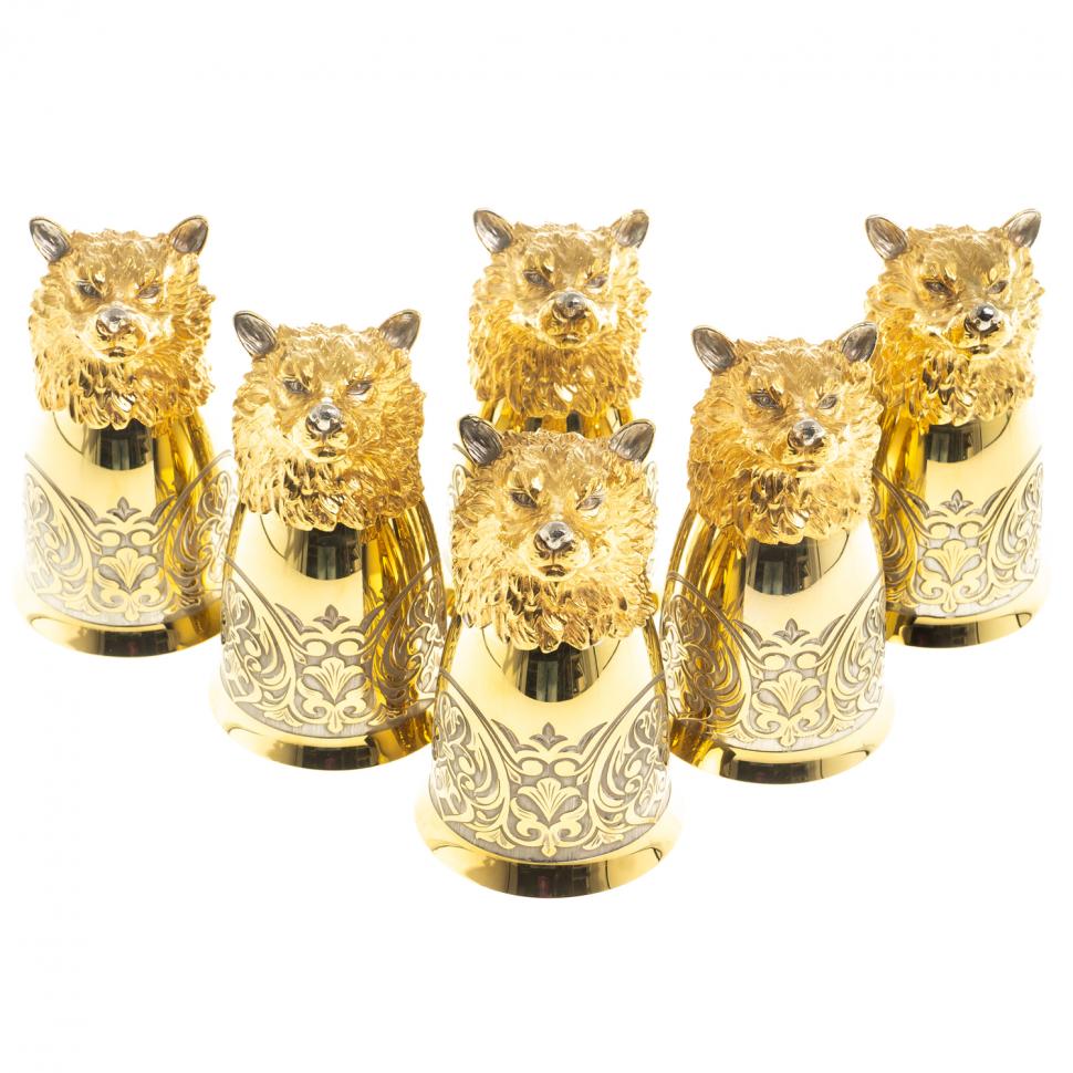 Стопки перевертыши "Волк" набор 6 шт Златоуст фото 1 — 