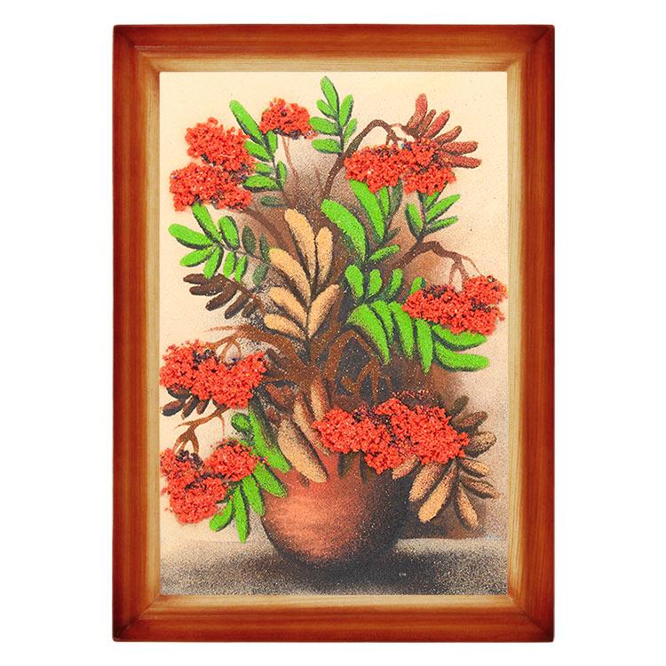 Картина из каменной крошки "Натюрморт рябина" багет дерево 24х34 см фото 1 — 