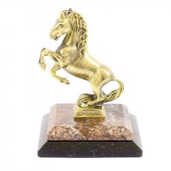 Бронзовая статуэтка на подставке из камня &quot;Конь на дыбах&quot; — 