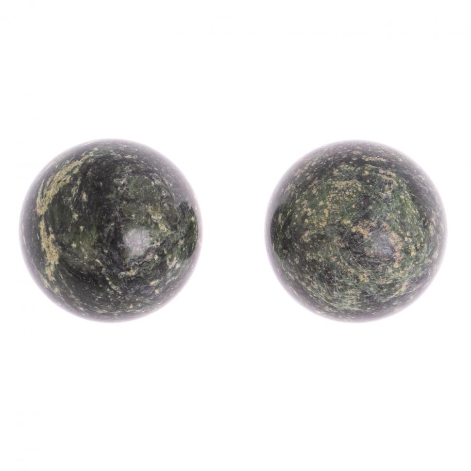 Шары для массажа 4,5 см 2 шт из темного змеевика фото 1 — 