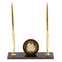 Часы с двумя ручками камень тигровый глаз — 