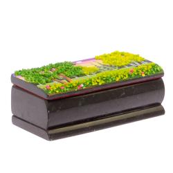 Шкатулка с рисунком &quot;Лето&quot; черный змеевик 14х7х5 см — 