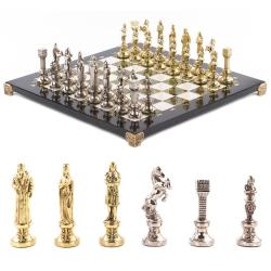 Шахматы &quot;Ренессанс&quot; доска 36х36 см мрамор змеевик фигуры цвет золото / серебро — 