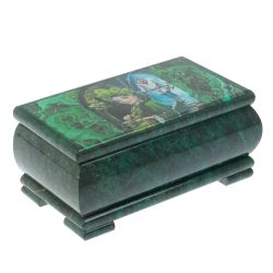 Шкатулка &quot;Хозяйка медной горы и Данила&quot; из змеевика 18х10х8,5 см — 