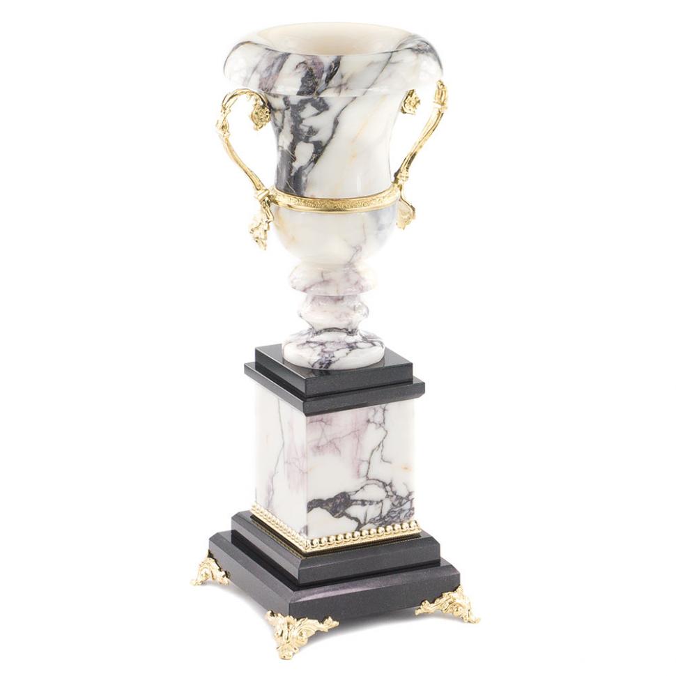 Ваза интерьерная "Медичи" камень белый мрамор фото 1 — 