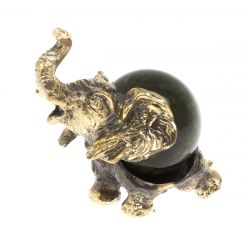 Статуэтка &quot;Слон с шаром № 3&quot; бронза змеевик — 