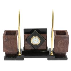 Настольный набор &quot;Офисный&quot; из лемезита с часами — 