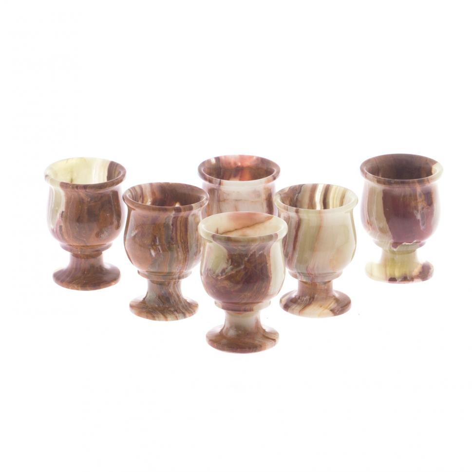 Набор рюмок на ножке "Тюльпан" 50 мл камень оникс 6 шт 5,2х7 см в коробке (2х3) фото 1 — 