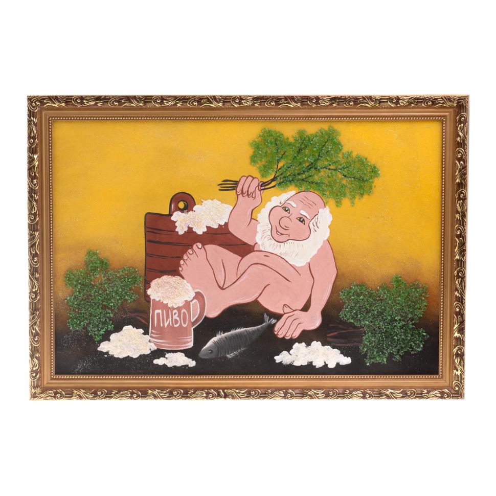 Картина из каменной крошки "Банька" багет 49х69 см фото 1 — 