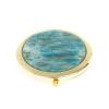Зеркало круглое из камня голубой апатит цвет золото фото 1 — 