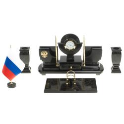 Настольный набор из змеевика &quot;Престиж&quot; с символикой России — 