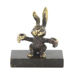 Статуэтка из бронзы и змеевика &quot;Заяц боксер&quot; — 