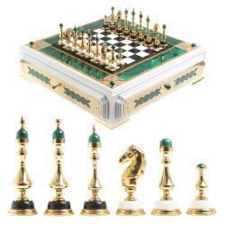 Подарочные шахматы &quot;Элитные&quot; с малахитом Златоуст — 