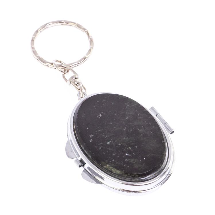 Складное зеркало брелок актинолит овальное фото 1 — 